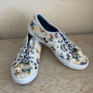 Disney Mickey Mouse Sneakers Women Size 6 White Canvas Low Top FAC-019632-21195